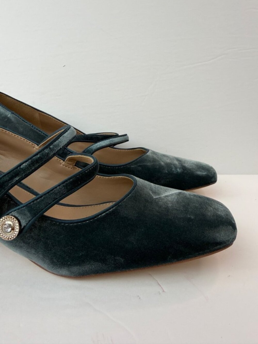 Sam Edelman Blue Velvet Double-Strap Block Heel Pumps - Picture 6 of 16